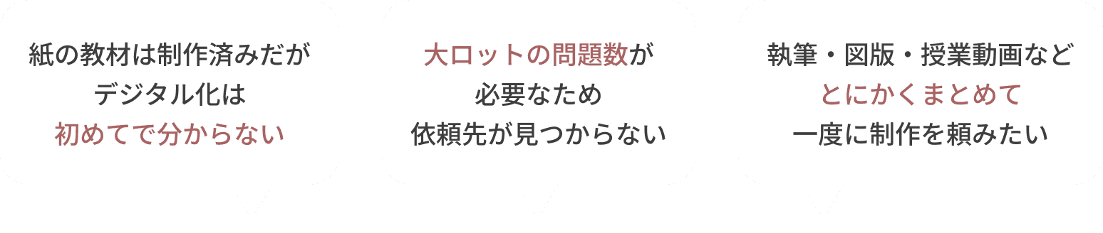 デジタル教材制作のこんなお悩み、ご相談ください