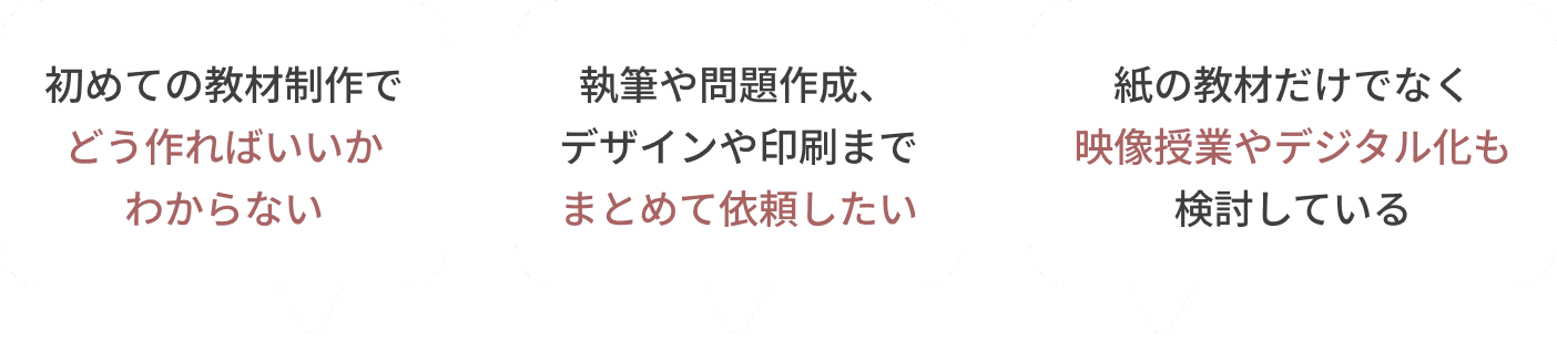 オリジナル教材制作のこんなお悩み、ご相談ください