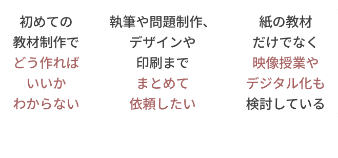 オリジナル教材制作のこんなお悩み、ご相談ください